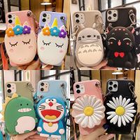 {OLI STUDIO}สำหรับ IPhoneMin 11 ProCartoon CatFlower Case ซิลิโคน CoinCasesXR X XS6 6S 8 7 Plus