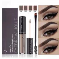 4 Colors Liquid Eyebrow Pen with Double End Brush Tool Waterproof Long Lasting Eye Brow Dyed Cream Tattoo Pencil Makeup Cosmetic