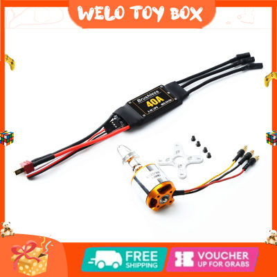 A2217 1100kv/1250kv/2300kv Brushless Motor 40A Esc With T Plug 3.5mm Banana Connectors For Rc Fixed Wing Plane Helicopter