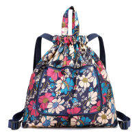 Large Capacity Foldable Drawstring Backpack for Women Girl Floral Print Zipper Design New