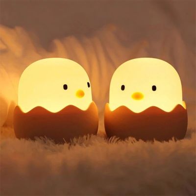 Led Children Touch Night Light Soft Silicone USB Rechargeable Bedroom Decor Gift Animal Egg Shell Chick Bedside Lamp Night Lights