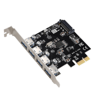 Chip Fresco FL1100 USB 3.0 PCI-E การ์ดเอ็กซ์แพนชันอะแดปเตอร์ PCI-E USB 3.0 4พอร์ต HUB การ์ดควบคุมสำหรับ Windows Vista PC แล็ปท็อป