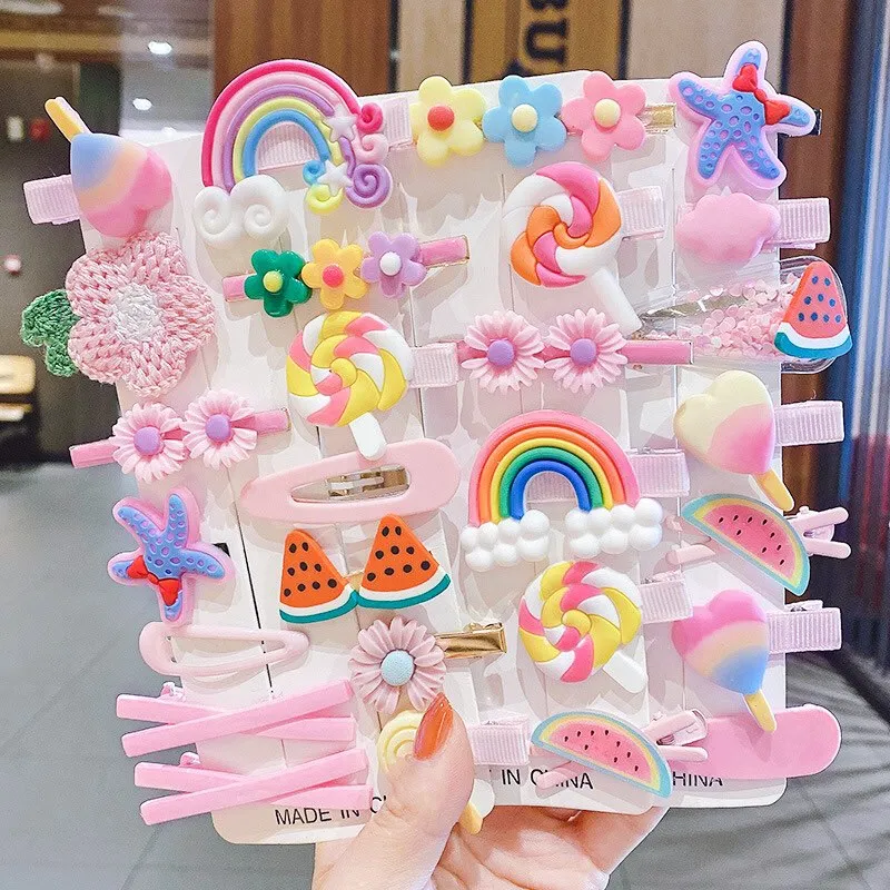 Chuangdi 36 Pieces Cute Hair Clips for Girls Candy Rainbow Hairpins Ice Cream Unicorn Cute Barrettes Clips Fun Dessert Patterns Hair Accessories Cartoon