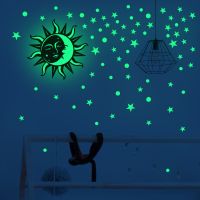 ∋☾ Creative Sun Dot Luminous Star Sticker Luminous Sticker Living Room Bedroom Self Adhesive Decorative Wall Sticker
