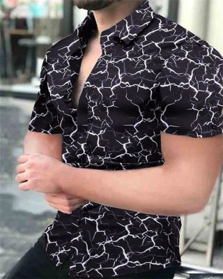 เสื้อคาร์ดิแกนพิมพ์ลายฤดูร้อนแฟชั่นเสื้อเชิ้ตผู้ชายลาย3D แขนสั้นโอเวอร์ไซส์เสื้อเชิ้ตผู้ชายฮาวาย2023