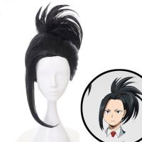 (วิกผมคอสเพลย์) ฮีโร่ของฉัน Academia Boku No Hiro Akademia Momo Yaoyorozu วิกวิกผมปลอมทนความร้อนได้คอสเพลย์วิกผมสีดำ + ตาข่ายคลุมผมสำหรับใส่วิก