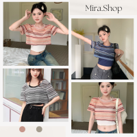 mira_shop เสื้อครอป 2 ชิ้นผูกคอ สีสันสุดเก๋ 667#