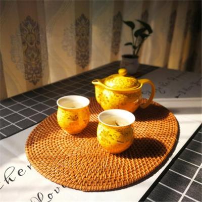 1PC Autumn Rattan Hand-Woven Coaster Creative Dining Table Mat Bowl Mat Pot Mat Kettle Mat Insulation Pad Mon-Slip Mat Home Tool