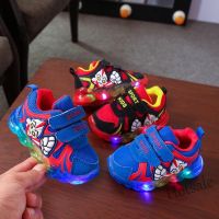 【hot sale】 ♕✟ C19 COD 2021 Ultraman Boys and Girls Lighted LED Sneakers Childrens Running Net Shoes Baby Soft Sole Shoes