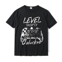 Level 30 Unlocked 30 Years Old Vintage Gamer 30Th Birthday Tshirt Plain Personalized Tshirts Cotton Men T Shirt Gildan