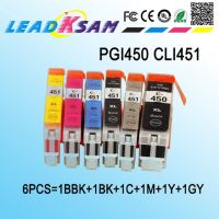 6x Pgi 450 Cli 451ที่รองรับตลับหมึก Cli451 Pgi450สำหรับ Canon Pixma Mg5440 Mg5540 Mg6340