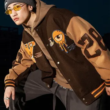 Hip Hop College Varsity Jackets Men Furry Stars Letters Embroidery Color  Block Harajuku Baseball Jacket Women Street Coat Unisex