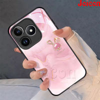 Realme เคสโทรศัพท์ C53ของเหลวรูปกระต่ายน่ารักหรูหราสง่างามน่ารักฝาครอบกระจกเทมเปอร์ปกป้องเลนส์ป้องกันเหงื่อกันรอยขีดข่วนกันกระแทก