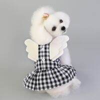 DY LOVING Dog Dress CLASSIC Grid 3D Angel Wing Princess Dress สำหรับสุนัขหญิงแฟชั่นเกาหลีชุดสุนัขขนาดเล็ก