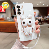 น่ารักกระต่ายสัตว์เลี้ยงนักบินอวกาศเคสโทรศัพท์สำหรับ Samsung Galaxy A04S A04e A04 A03S A03 A02S A02 A01 A14 A13 A12 A11 A10S ดีไซน์ใหม่นุ่มชุบพร้อมฟรีสายคล้อง + ขาตั้ง