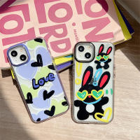 ลายกระต่ายการ์ตูนรูปหัวใจน่ารักสำหรับ IPhone 14 13 12 11 Pro Max สำหรับเคสโทรศัพท์แฟชั่นความคิดสร้างสรรค์