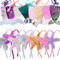 Mädchen Pailletten Starfish Haarbänder Glänzende Baby Meerjungfrau Stirnband für Kinder Geburtstag Glitter Geschenk Haarbänder Haar zubehör