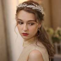 Silver Color Bridal Hair Tiara Crystal Crown Handmade Wedding Prom Headpiece Leaf Women Hairband Accessories