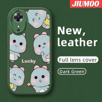 เคส JIUMOO สำหรับ OPPO A17เคส A17K,ดีไซน์ใหม่ไดโนเสาร์น้อยน่ารักทันสมัยเคสมือถือกันกระแทกซิลิโคนนิ่มเคสใส่โทรศัพท์หนังป้องกันการตกพร้อมเคสป้องกันกล้องสำหรับเลนส์คลุมทั้งหมด