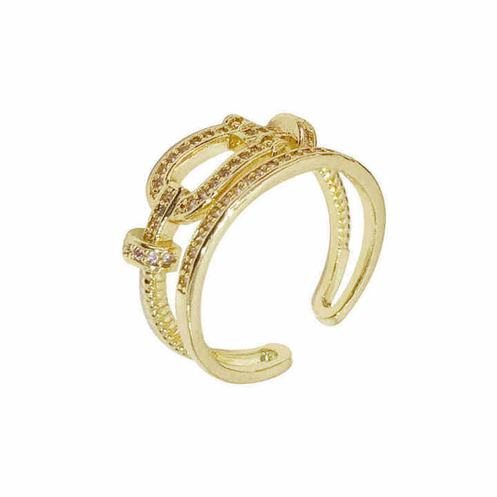 Luxury Gold Plated Double Ring Diamond Style High Quality Fashion