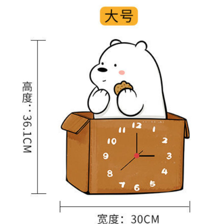 mzd-นาฬิกาแขวนผนังตกแต่งนาฬิกาไม้ติดผนังนาฬิกาไร้เสียงที่สร้างสรรค์-ห้องนอน-ห้องนั่งเล่น-ที่ทำงาน-ห้องครัว-หมีนาฬิกาการ์ตูนติดผนัง