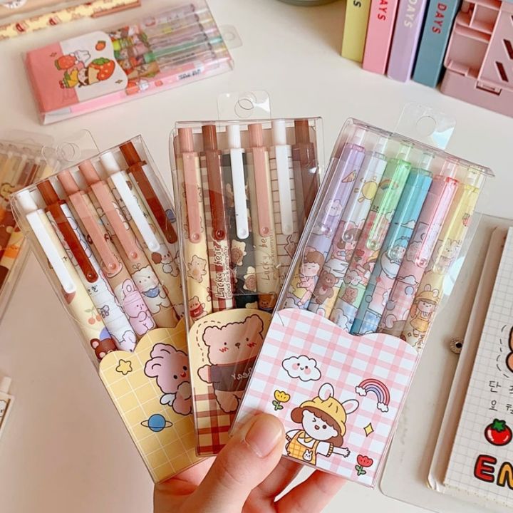 12pcs Pastel Retractable Gel Pens,Cute Pens,0.5mm Black Ink Pens  Aesthetic,school Supplies Cute Stationary For Home