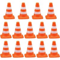 14 Pieces Mini Triangle Cone Mini Simulation Safety Cone Triangle Cone Road Parking Signs Roadblock, Small Signs