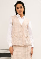 Zalia - Tweed Vest with Shirt Collar