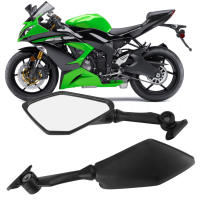 คู่กระจกมองหลังรถจักรยานยนต์พับสีดำสำหรับ Ninja 300 250 ZX6R 636 300R EX300 ABS 2011-2018