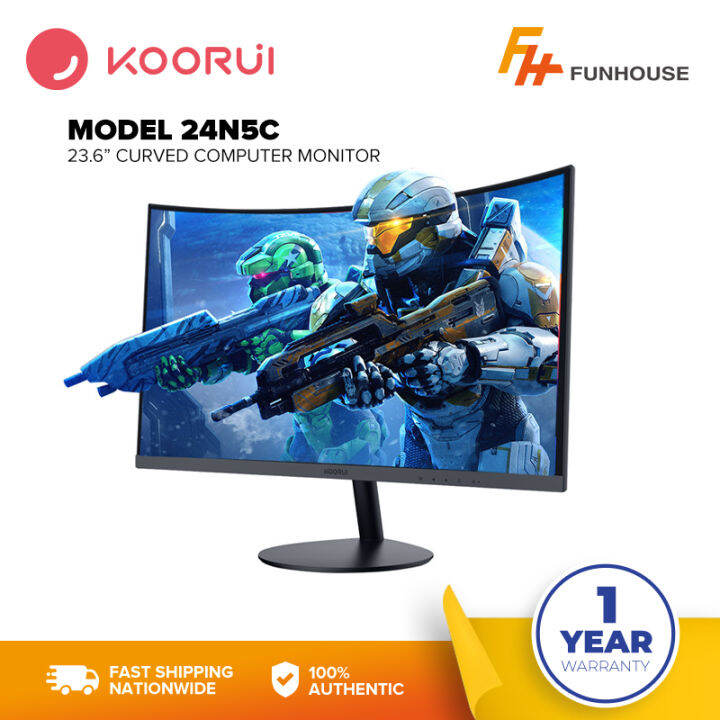 24-Inch Curved Computer Monitor- Full HD 1080P 60Hz Gaming Monitor 1800R  LED Monitor HDMI VGA, Tilt Adjustment, Eye Care, Black 24N5C 