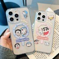 Doraemon Crayon Shinchan กันกระแทกเต็มตัวพร้อมฟังก์ชันแม่เหล็กการ์ตูน Magsafe เคสโทรศัพท์มือถือน่ารักสำหรับ iPhone 15 Pro Max Ultra Plus เคสโทรศัพท์นิ่มสำหรับ iPhone 14 Po Max เคสเคสกันกระแทกสำหรับ Apple 13 12 11เคสห่อหุ้ม