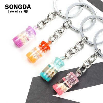 Creative Luminous Bottle Keychain Novel Multicolor Glow In The Dark Keyring Student Backpack Car Key&nbsp;Chains Pendant Couple Gifts