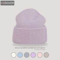 VISROVER 9สี U Ni สีทึบจริงกระต่ายขน Beanies หมวกฤดูหนาวสำหรับผู้หญิงถัก Bonnet คริลิคผู้หญิงฤดูใบไม้ร่วงที่อบอุ่น Skullies