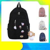 ♥กระเป๋าเป้สะพายหลัง จุของได้เยอะ สําหรับผู้หญิง Backpack พร้อมพวงกุญแจตุ๊กตาและเข็มกลัด Japanese College Fengsen♚