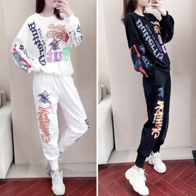 [Spot] Spring and Autumn new exercise outfit Womens loose fashion Korean style ghost step foreign style sweater casual 2023