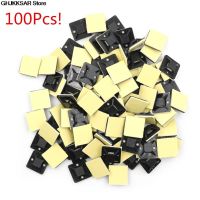 100Pcs Self Adhesive Stick-on Mounts For Cable Ties / Routing Looms Wire Cable Base Clamps Clip 20 x 20 x 6mm