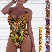 hotx 【cw】 New Womens Print Beachwear Outdoor One-piece Costume Clothing XS-8XL