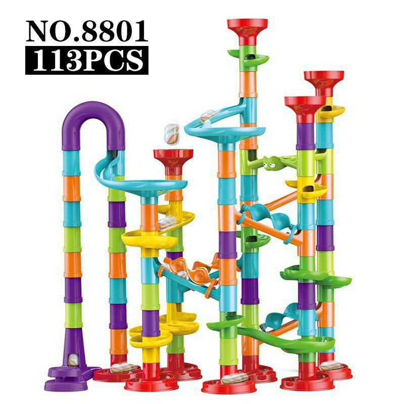 Fun toys X 113 Pcs Marble Run Compact Set STEM Learning Toy Educational Building Block Toy for 4 5 6 Year Old Boys Girls Kids C Construction Building Blocks Toys 