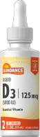 Natures Product Sundance Vitamins Liquid Vitamin D3 125 mcg (5000 IU) 2 fl oz (59 mL) Dropper Bottle