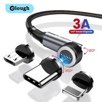 325วังฮีขายดี - /  Elough Magnetic Cable USB Type C Micro Cable 540หมุน Fast Charging USB C ข้อมูลโทรศัพท์ชาร์จสายไฟสำหรับ iPhone 13 12 Xiaomi