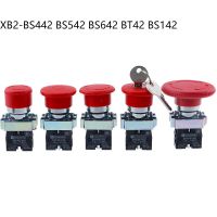 XB2-BS142 XB2-BS442 XB2-BS542 1NC  Key Emergency Stop Rotary Push Button Switch 2 Position Locking 22mm Mushroom Head Button