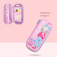 3D cute girl pencil case School stationery box Large capacity Pencil cases for children pen case Pink pen box kawaii gifts bag