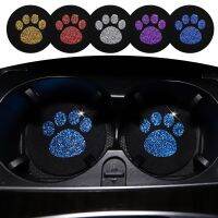 【YF】 2pcs Diamond Footprint Anti-slip Mat Water Cup Car Accessories For Women Crystal Rhinestone Non-slip Нескользящий Коврик