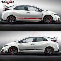 2pcs Racing Sport Stripes For Honda-CIVIC TYPE R Hatchback Sedan Car Door Side Skirt Sticker Auto Body Decor Vinyl Decals