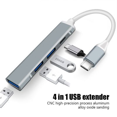 USB 4พอร์ต3.0ฮับ USB USB อะแดปเตอร์ตัวแยกชนิด C ฮับความเร็วสูงสำหรับคอมพิวเตอร์พีซีอุปกรณ์เสริมฮับหลายพอร์ท4 USB 3.0 2.0พอร์ต