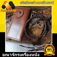 ร้านอันดับ1 ขายหนังแท้ ของแท้ Maxam design Genuine Cowhide กระเป๋าทรงยาว กระเป๋าหนังแท้ เป็นหนังวัว หนังแผ่นเรียบหนังมั่น  2พับ ทรงยาว สีแทน