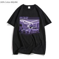 เสื้อยืดแขนสั้น พิมพ์ลาย Initial D R32 สีม่วง สไตล์ฮิปฮอป แฟชั่นฤดูร้อน สําหรับผู้ชาย  JJ6I