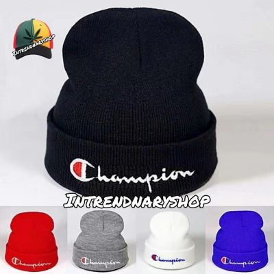 หมวกไหมพรม Champion หมวกแชมเปียนส์ หมวกแฟชั่น ใส่หน้าหนาว ฤดูหนาว งานคุณภาพดี100% Winter Season Beanies Fashion Hat