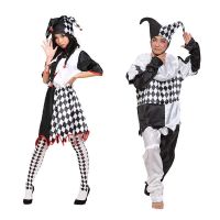 Special for holiday cosplay clown costume suit men and women black white clowns perform clothes magic for adults