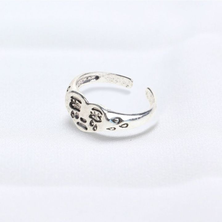 แฟชั่นเกาหลีร้องไห้แหวนหัวใจผู้หญิงอินเทรนด์-vintage-silvery-แหวนอ้าได้-band-เครื่องประดับแฟชั่น